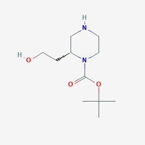 (R)-tert-Butyl 2-(2-hydroxyethyl)piperazine-1-carboxylate chemical structure (CAS 947275-74-3)