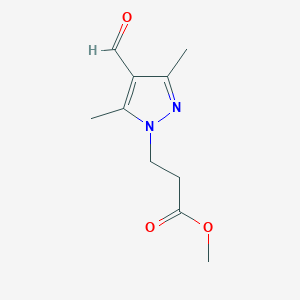 Methyl 3-(4-formyl-3,5-dimethyl-1H-pyrazol-1-yl)propanoate chemical structure (CAS 949020-60-4)