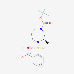 (S)-tert-Butyl 3-methyl-4-((2-nitrophenyl)sulfonyl)-1,4-diazepane-1-carboxylate chemical structure (CAS 949109-36-8)