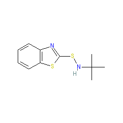 N-tert-Butyl-2-benzothiazolesulfenamide chemical structure (CAS 95-31-8)