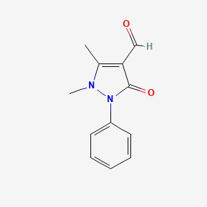 1,5-Dimethyl-3-oxo-2-phenyl-2,3-dihydro-1H-pyrazole-4-carbaldehyde chemical structure (CAS 950-81-2)