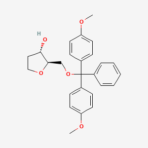 (2R,3S)-2-((Bis(4-methoxyphenyl)(phenyl)methoxy)methyl)tetrahydrofuran-3-ol chemical structure (CAS 95049-01-7)