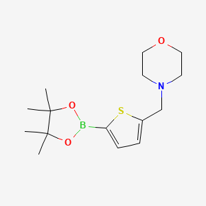 4-((5-(4,4,5,5-Tetramethyl-1,3,2-dioxaborolan-2-yl)thiophen-2-yl)methyl)morpholine chemical structure (CAS 950603-39-1)