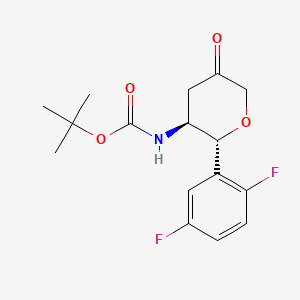 tert-Butyl ((2R,3S)-2-(2,5-difluorophenyl)-5-oxotetrahydro-2H-pyran-3-yl)carbamate chemical structure (CAS 951127-25-6)