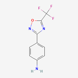 4-(5-(Trifluoromethyl)-1,2,4-oxadiazol-3-yl)aniline chemical structure (CAS 951806-14-7)