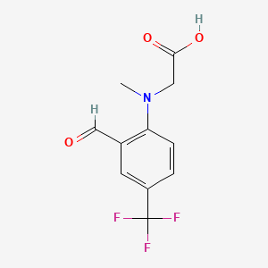 2-{[2-formyl-4-(trifluoromethyl)phenyl](methyl)amino}acetic acid chemical structure (CAS 953062-31-2)