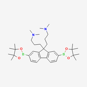 3,3'-(2,7-Bis(4,4,5,5-tetramethyl-1,3,2-dioxaborolan-2-yl)-9H-fluorene-9,9-diyl)bis(N,N-dimethylpropan-1-amine) chemical structure (CAS 953390-94-8)