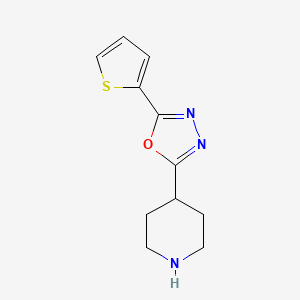 4-[5-(2-Thienyl)-1,3,4-oxadiazol-2-yl]piperidine chemical structure (CAS 954228-76-3)