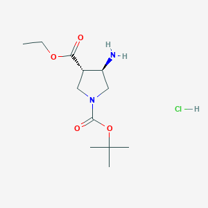 (3S,4R)-1-tert-Butyl 3-ethyl 4-aminopyrrolidine-1,3-dicarboxylate hydrochloride chemical structure (CAS 955138-54-2)