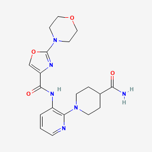 N-(2-(4-Carbamoylpiperidin-1-yl)pyridin-3-yl)-2-morpholinooxazole-4-carboxamide chemical structure (CAS 955395-86-5)