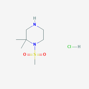 2,2-Dimethyl-1-(methylsulfonyl)piperazine hydrochloride chemical structure (CAS 956034-43-8)