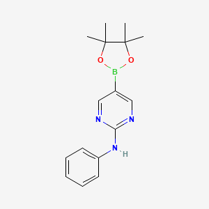 N-Phenyl-5-(4,4,5,5-tetramethyl-1,3,2-dioxaborolan-2-yl)pyrimidin-2-amine chemical structure (CAS 956128-05-5)