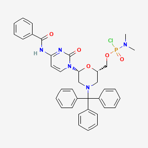 ((2S,6R)-6-(4-Benzamido-2-oxopyrimidin-1(2H)-yl)-4-tritylmorpholin-2-yl)methyl dimethylphosphoramidochloridate chemical structure (CAS 956139-21-2)