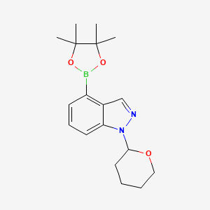1-(Tetrahydropyran-2-yl)-4-(4,4,5,5-tetramethyl[1,3,2]dioxaborolan-2-yl)-1H-indazole chemical structure (CAS 956388-05-9)