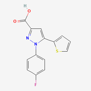 1-(4-Fluorophenyl)-5-(thiophen-2-yl)-1H-pyrazole-3-carboxylic acid chemical structure (CAS 956704-21-5)