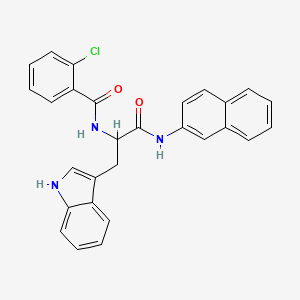 N-(3-(1H-Indol-3-yl)-1-(naphthalen-2-ylamino)-1-oxopropan-2-yl)-2-chlorobenzamide chemical structure (CAS 956809-39-5)