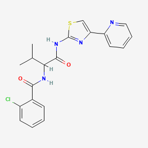 2-Chloro-N-(3-methyl-1-oxo-1-((4-(pyridin-2-yl)thiazol-2-yl)amino)butan-2-yl)benzamide chemical structure (CAS 956958-66-0)
