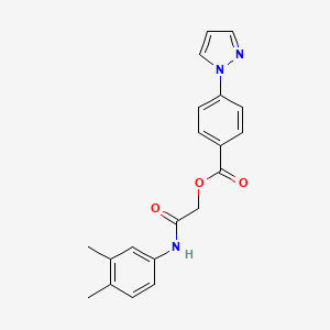 2-((3,4-Dimethylphenyl)amino)-2-oxoethyl 4-(1H-pyrazol-1-yl)benzoate chemical structure (CAS 956964-02-6)