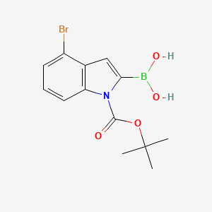 (4-Bromo-1-(tert-butoxycarbonyl)-1H-indol-2-yl)boronic acid chemical structure (CAS 957034-29-6)