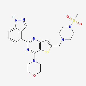 4-(2-(1H-Indazol-4-yl)-6-((4-(methylsulfonyl)piperazin-1-yl)methyl)thieno[3,2-d]pyrimidin-4-yl)morpholine chemical structure (CAS 957054-30-7)