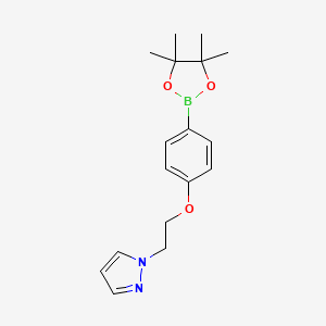1-(2-(4-(4,4,5,5-Tetramethyl-1,3,2-dioxaborolan-2-yl)phenoxy)ethyl)-1H-pyrazole chemical structure (CAS 957061-20-0)