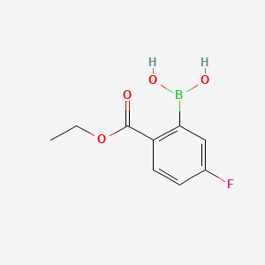 (2-(Ethoxycarbonyl)-5-fluorophenyl)boronic acid chemical structure (CAS 957062-87-2)
