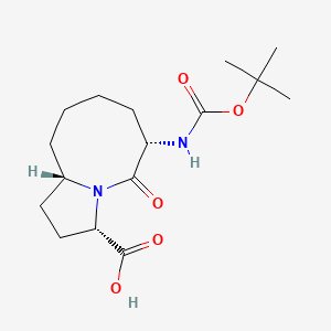 (3S,6S,10aS)-6-((tert-Butoxycarbonyl)amino)-5-oxodecahydropyrrolo[1,2-a]azocine-3-carboxylic acid chemical structure (CAS 957134-90-6)