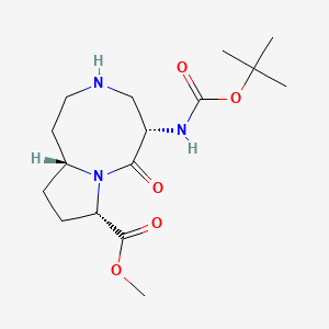 (5S,8S,10aR)-Methyl 5-((tert-butoxycarbonyl)amino)-6-oxodecahydropyrrolo[1,2-a][1,5]diazocine-8-carboxylate chemical structure (CAS 957135-12-5)