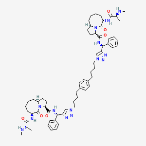 (3S,3'S,6S,6'S,10aS,10a'S)-N,N'-((1S,1'S)-((1,4-Phenylenebis(butane-4,1-diyl))bis(1H-1,2,3-triazole-1,4-diyl))bis(phenylmethylene))bis(6-((S)-2-(methylamino)propanamido)-5-oxodecahydropyrrolo[1,2-a]azocine-3-carboxamide) chemical structure (CAS 957135-43-2)