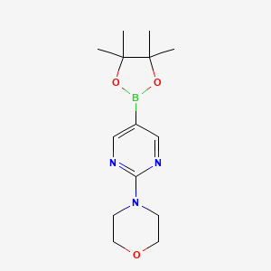 4-(5-(4,4,5,5-Tetramethyl-1,3,2-dioxaborolan-2-yl)pyrimidin-2-yl)morpholine chemical structure (CAS 957198-30-0)