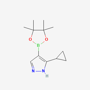 3-Cyclopropyl-4-(4,4,5,5-tetramethyl-1,3,2-dioxaborolan-2-yl)-1H-pyrazole chemical structure (CAS 957345-32-3)