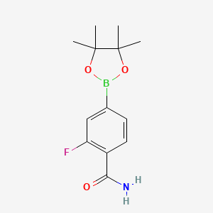 2-Fluoro-4-(4,4,5,5-tetramethyl-1,3,2-dioxaborolan-2-yl)benzamide chemical structure (CAS 957346-57-5)