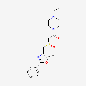 1-(4-Ethylpiperazin-1-yl)-2-(((5-methyl-2-phenyloxazol-4-yl)methyl)sulfinyl)ethan-1-one chemical structure (CAS 957674-68-9)