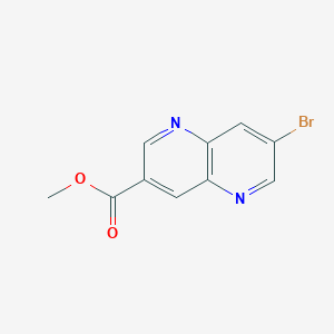 Methyl 7-bromo-1,5-naphthyridine-3-carboxylate chemical structure (CAS 958334-24-2)