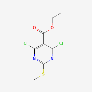 Ethyl 4,6-dichloro-2-(methylthio)pyrimidine-5-carboxylate chemical structure (CAS 959070-42-9)
