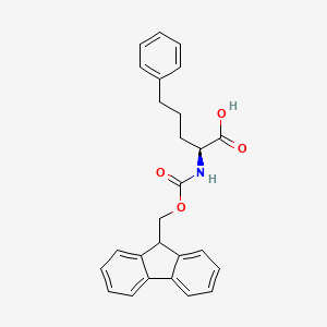 (S)-2-((((9H-Fluoren-9-yl)methoxy)carbonyl)amino)-5-phenylpentanoic acid chemical structure (CAS 959578-11-1)