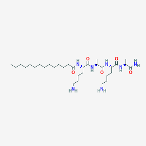 N-((S)-6-Amino-1-(((S)-1-(((S)-6-amino-1-(((S)-1-amino-1-oxopropan-2-yl)amino)-1-oxohexan-2-yl)amino)-1-oxopropan-2-yl)amino)-1-oxohexan-2-yl)tetradecanamide chemical structure (CAS 959610-24-3)