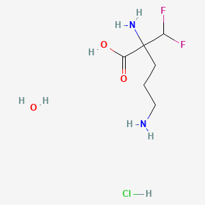 2,5-Diamino-2-(difluoromethyl)pentanoic acid hydrochloride hydrate chemical structure (CAS 96020-91-6)