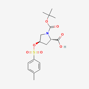 (2S,4R)-1-(tert-Butoxycarbonyl)-4-(tosyloxy)pyrrolidine-2-carboxylicacid chemical structure (CAS 96314-28-2)