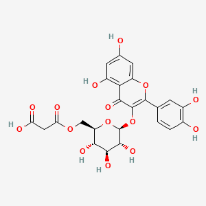 3-(((2R,3S,4S,5R,6S)-6-((2-(3,4-Dihydroxyphenyl)-5,7-dihydroxy-4-oxo-4H-chromen-3-yl)oxy)-3,4,5-trihydroxytetrahydro-2H-pyran-2-yl)methoxy)-3-oxopropanoic acid chemical structure (CAS 96862-01-0)