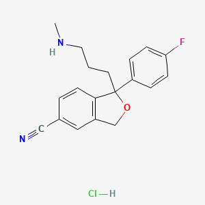 1-(4-Fluorophenyl)-1-(3-(methylamino)propyl)-1,3-dihydroisobenzofuran-5-carbonitrile hydrochloride chemical structure (CAS 97743-99-2)
