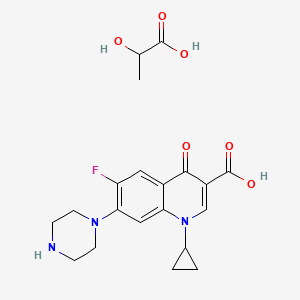 1-Cyclopropyl-6-fluoro-4-oxo-7-(piperazin-1-yl)-1,4-dihydroquinoline-3-carboxylic acid 2-hydroxypropanoic acid salt chemical structure (CAS 97867-33-9)