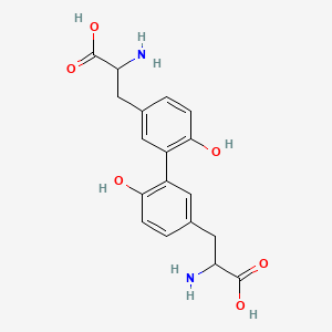 3,3'-(6,6'-Dihydroxy-[1,1'-biphenyl]-3,3'-diyl)bis(2-aminopropanoic acid) chemical structure (CAS 980-21-2)