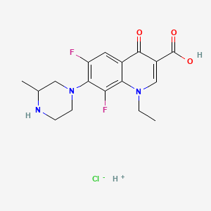 1-Ethyl-6,8-difluoro-7-(3-methylpiperazin-1-yl)-4-oxo-1,4-dihydroquinoline-3-carboxylic acid hydrochloride chemical structure (CAS 98079-52-8)