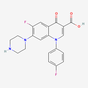 6-Fluoro-1-(4-fluorophenyl)-4-oxo-7-(piperazin-1-yl)-1,4-dihydroquinoline-3-carboxylic acid chemical structure (CAS 98105-99-8)