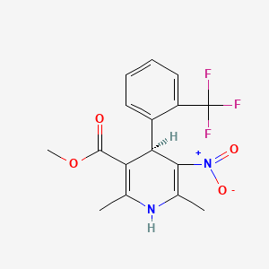 Methyl (R)-2,6-dimethyl-5-nitro-4-(2-(trifluoromethyl)phenyl)-1,4-dihydropyridine-3-carboxylate chemical structure (CAS 98791-67-4)