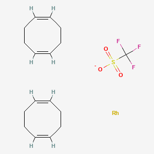 Bis(1,5-cyclooctadiene)rhodium(I) trifluoromethanesulfonate chemical structure (CAS 99326-34-8)