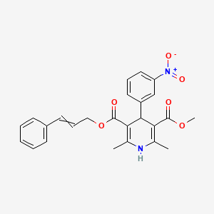 (E)-3-Methyl 5-(3-phenylallyl) 2,6-dimethyl-4-(3-nitrophenyl)-1,4-dihydropyridine-3,5-dicarboxylate chemical structure (CAS 99522-79-9)