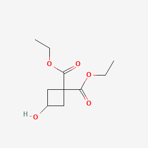 Diethyl 3-hydroxycyclobutane-1,1-dicarboxylate chemical structure (CAS 99974-66-0)