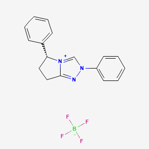 (R)-2,5-Diphenyl-6,7-dihydro-5H-pyrrolo[2,1-c][1,2,4]triazol-2-ium tetrafluoroborate chemical structure
